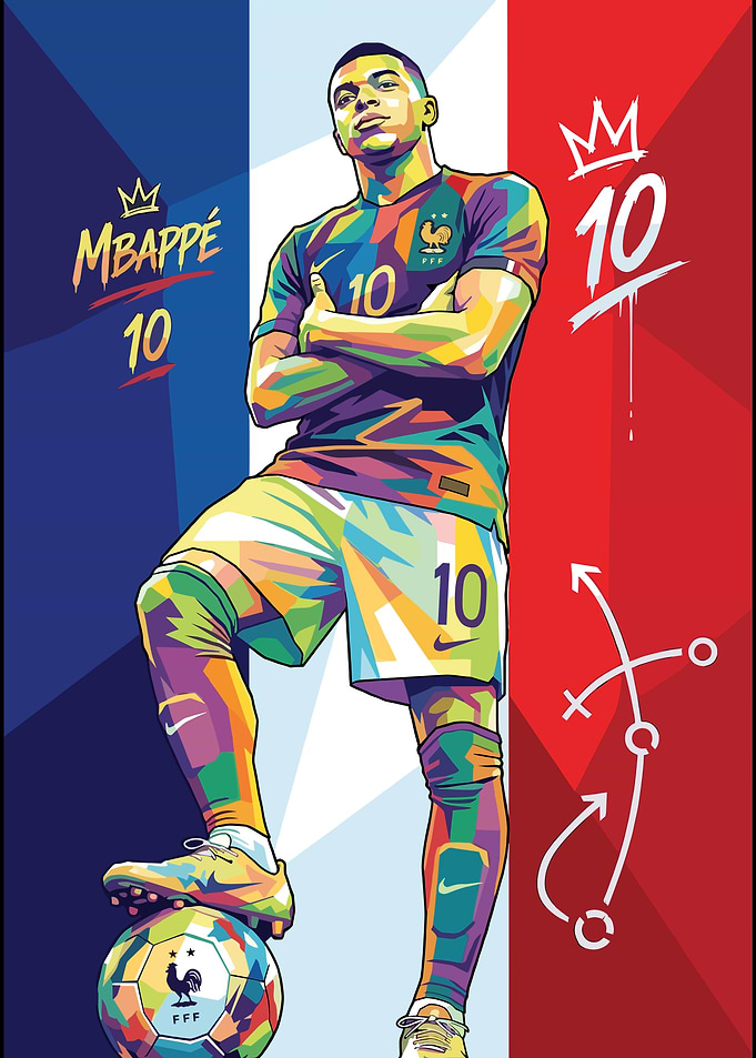 Kylian Mbappé Pop Art Poster