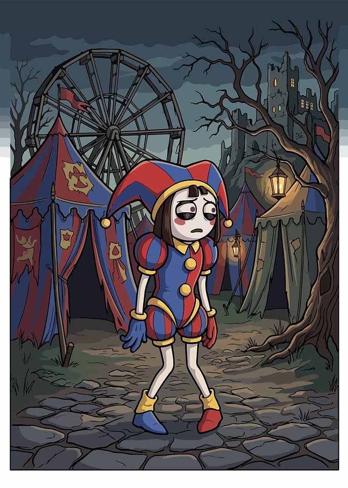 Sad Jester in a Dark Carnival