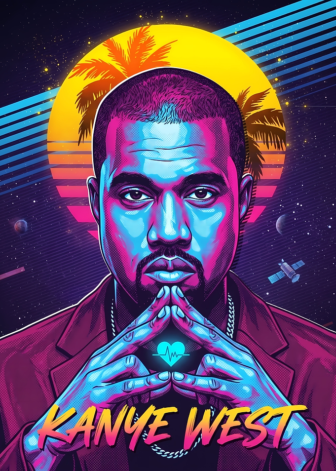 Kanye West Synthwave Portrait
