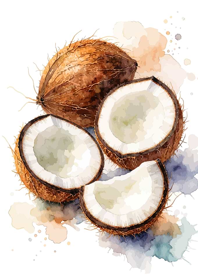 Watercolor Coconut Illustration