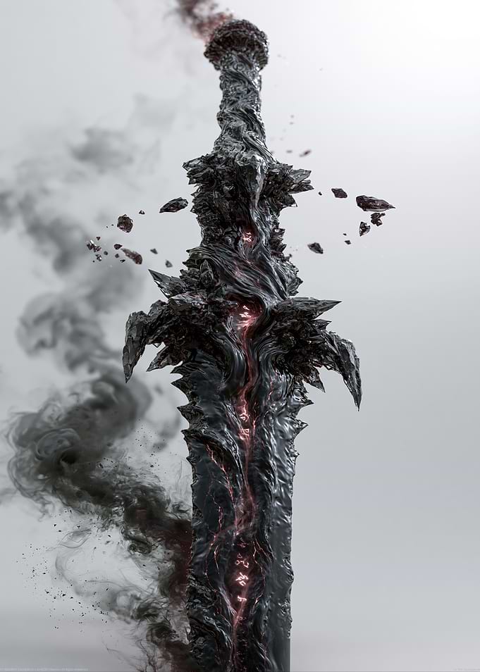 Dark Obsidian Fantasy Sword