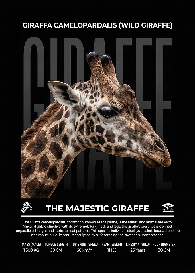 Educational wild Giraffe Infographic Poster