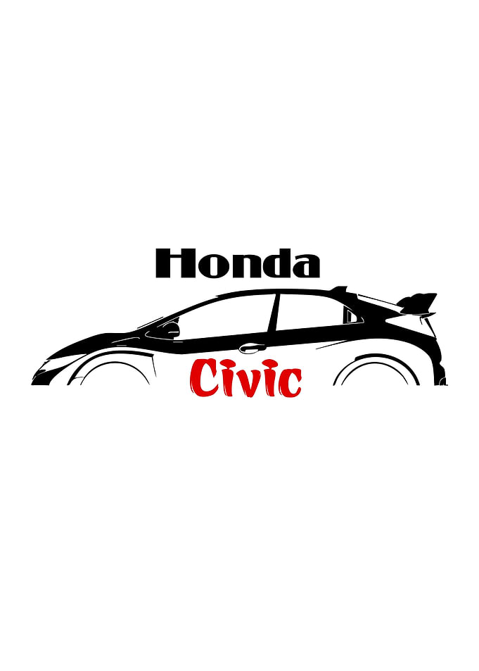 Honda Civic Minimalist Car Silhouette