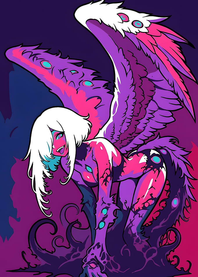 Vibrant Winged Demon Anime Character