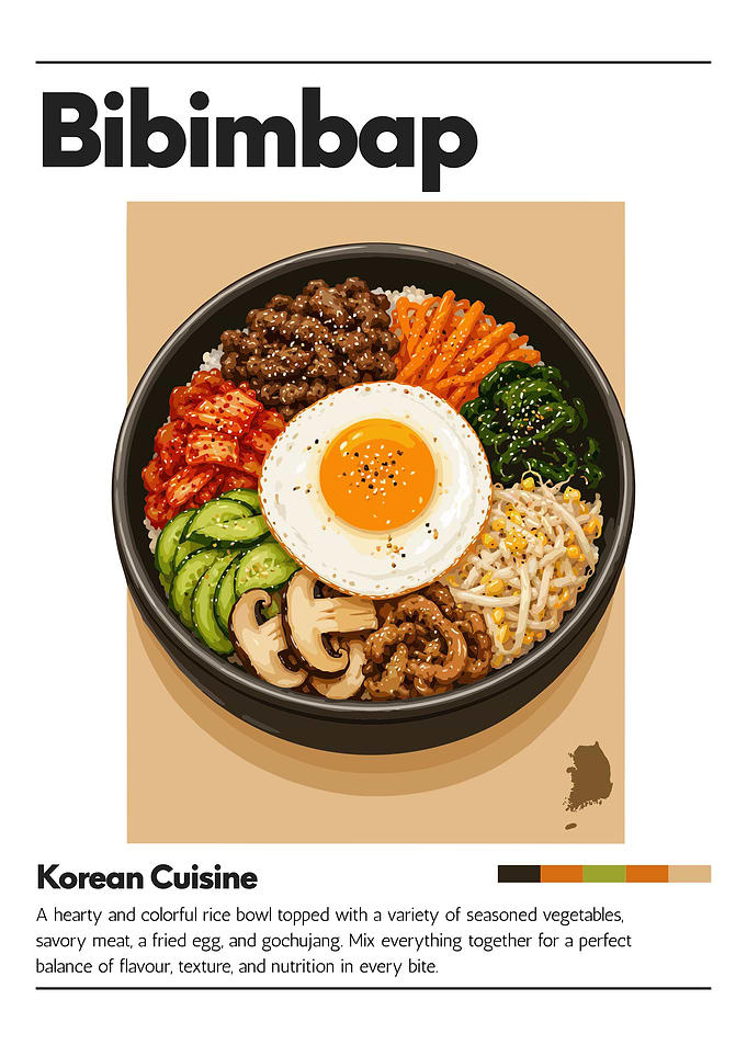 Bibimbap Poster – Korean Rice Bowl Kitchen Wall Art