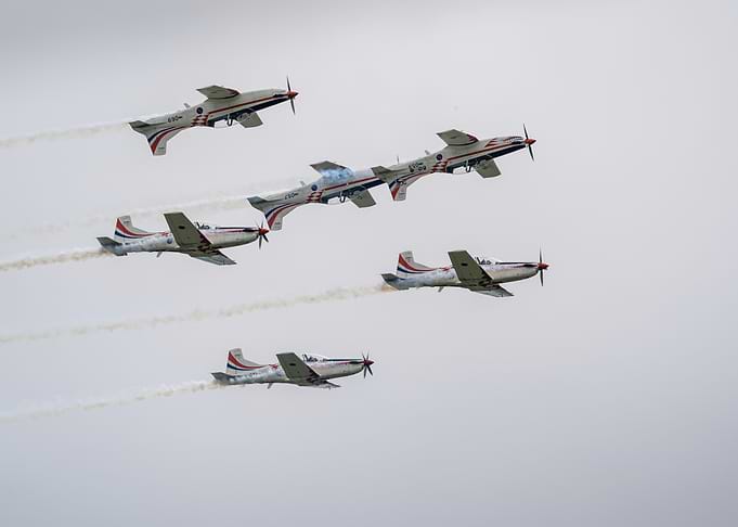 Aerobatic Team Flying in Formation