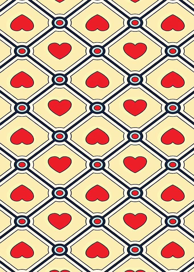 Red Heart Diamond Pattern Wallpaper