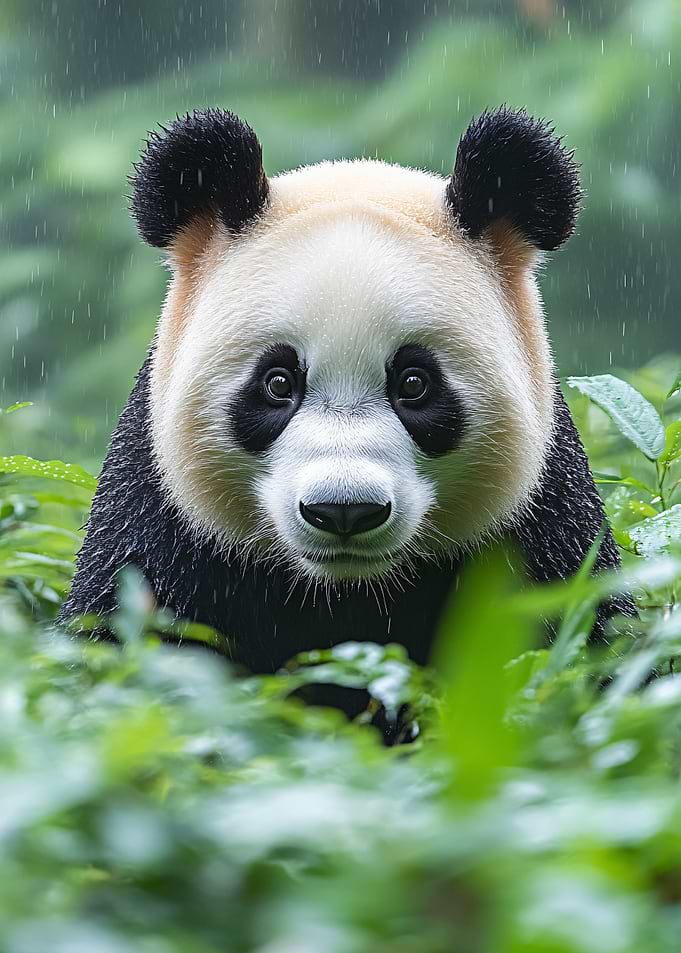 Giant Panda in the Rain