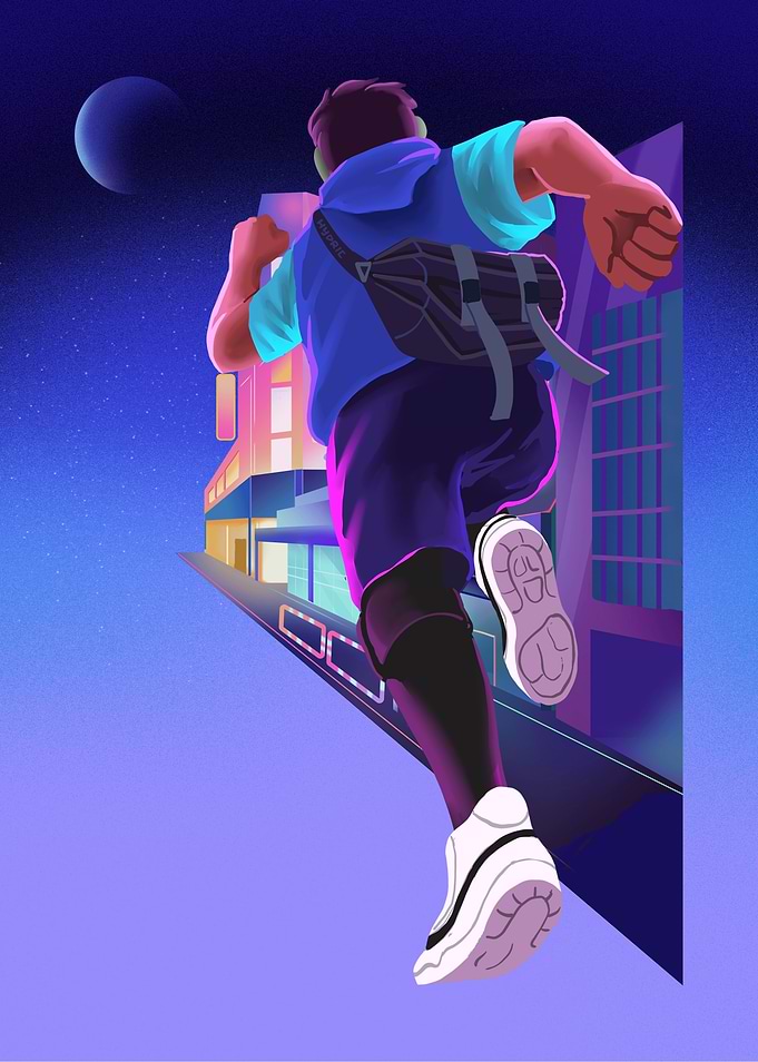 Digital Illustration of a Running Youth