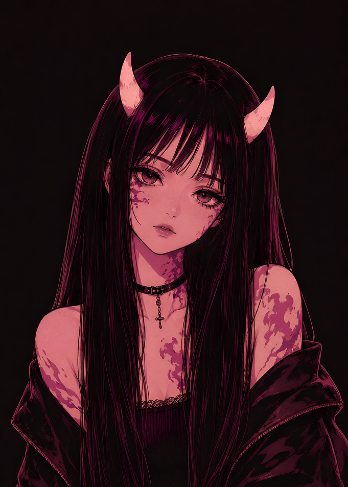 Anime Girl with Demon Horns