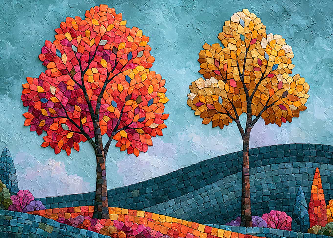 Mosaic Autumn Landscape Art
