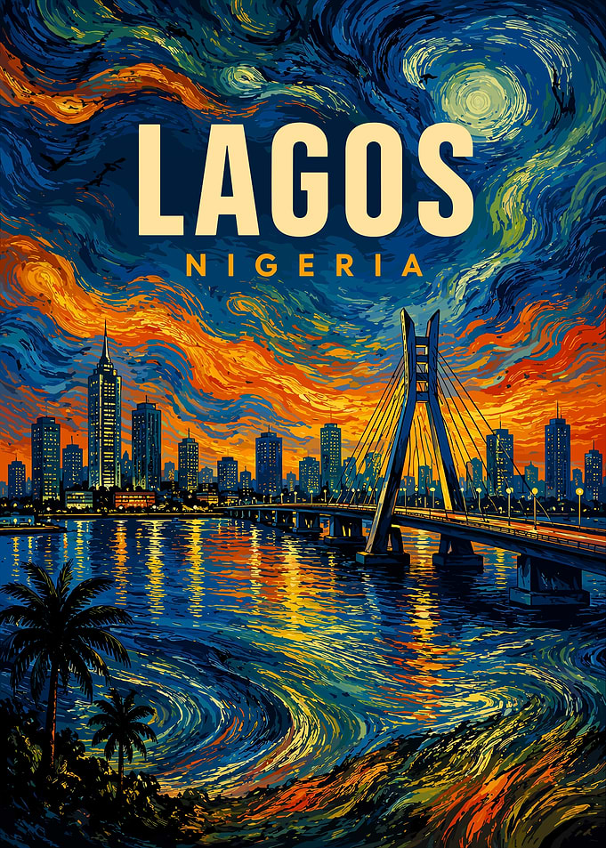 Lagos Nigeria Van Gogh Style Poster