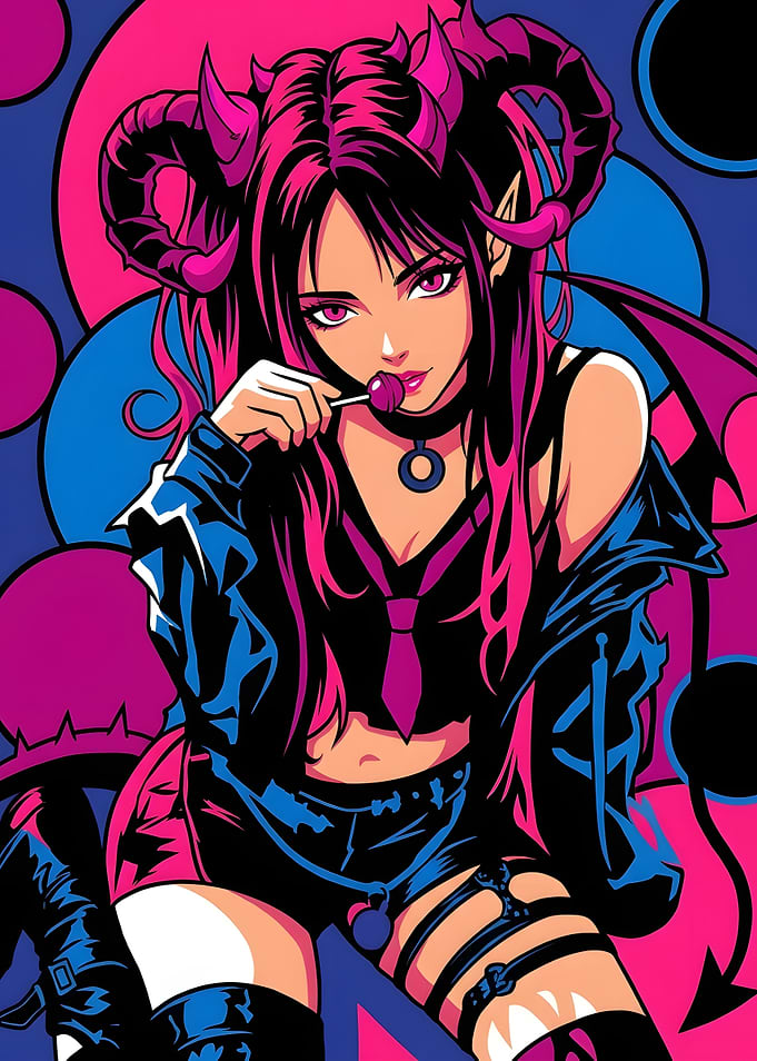 Anime Style Succubus Girl Illustration