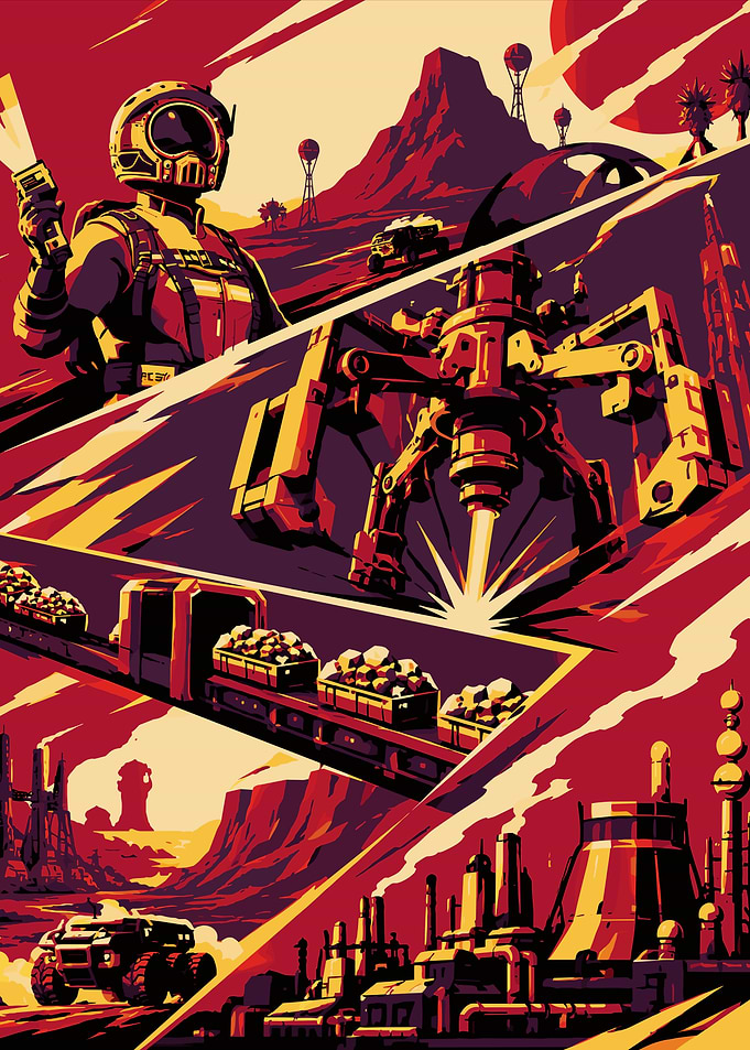 Retro Sci-Fi Mars Colony Poster
