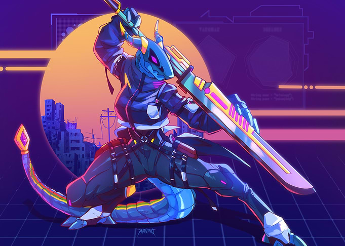 Cyberpunk Synth with Energy Sword