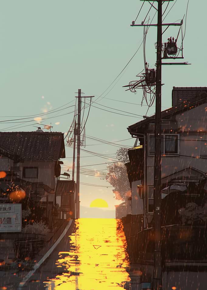 Golden Sunset on Japanese Street