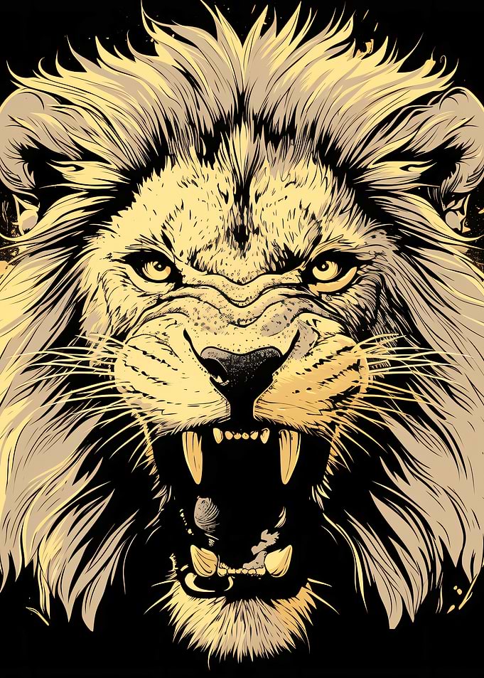 Fierce Roaring Lion Portrait