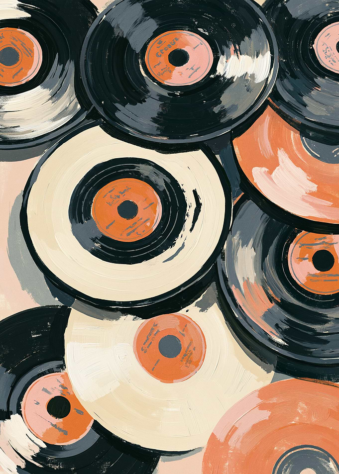 Abstract Painted Vinyl Records Collection