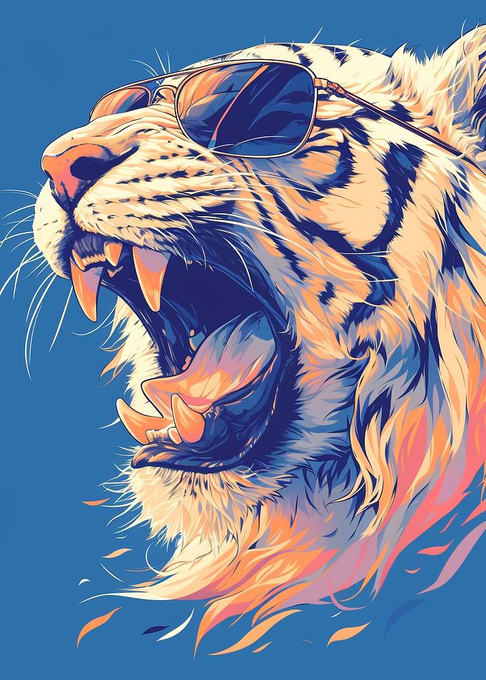 Cool Roaring Tiger with Sunglasses