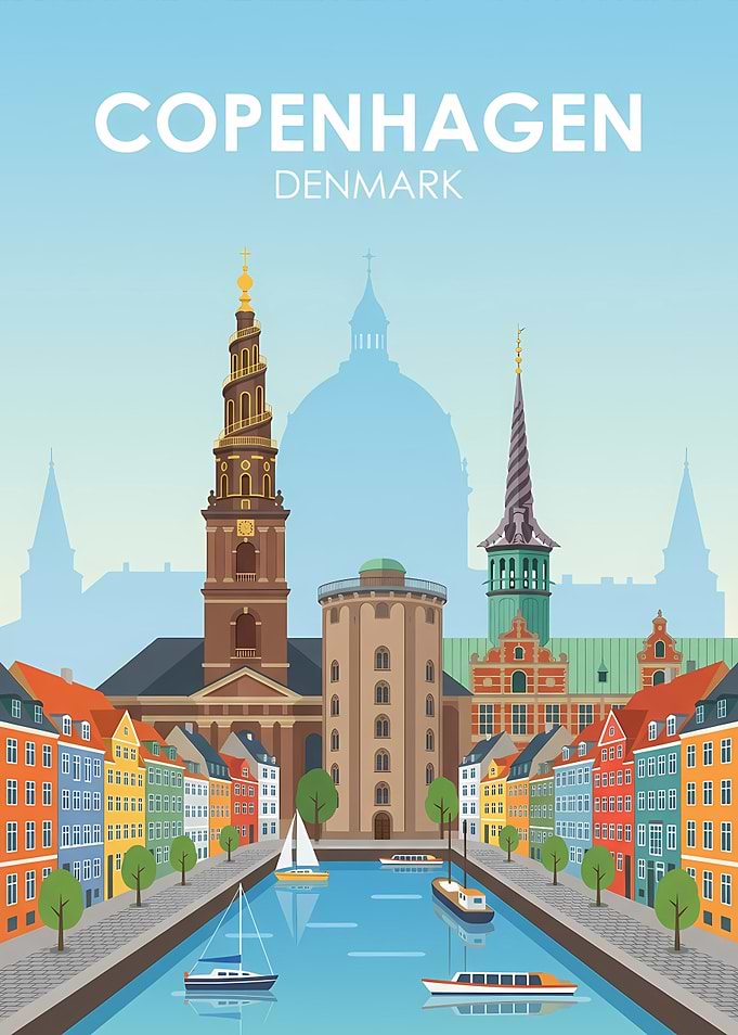 Copenhagen Denmark Travel Poster