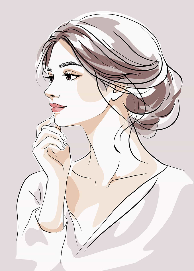 Elegant Woman Portrait Line Art