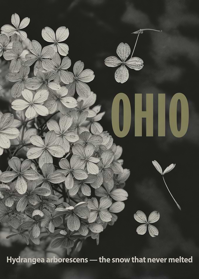 Ohio Hydrangea Arborescens Botanical Poster