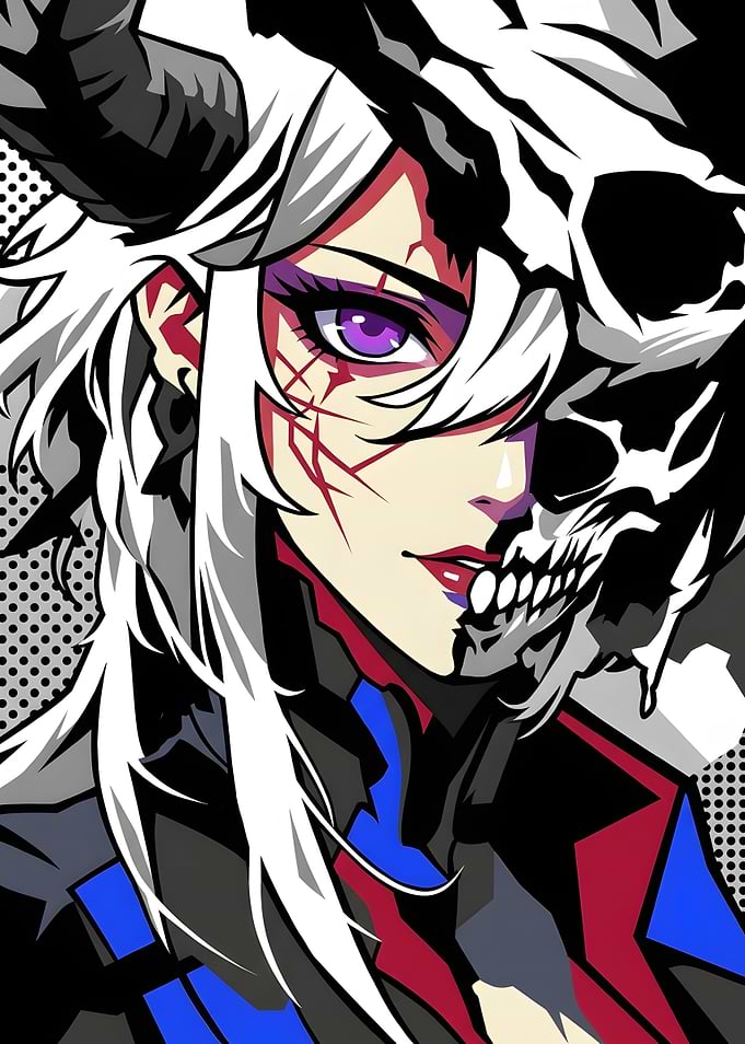 Anime Style Demon Girl Portrait