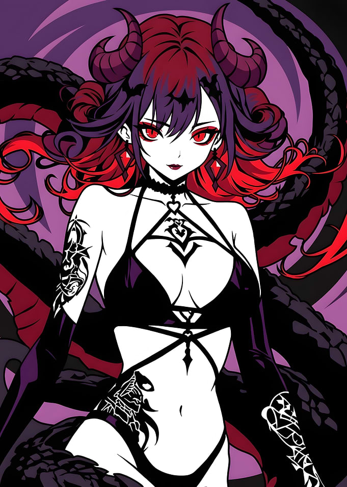 Anime Succubus Demon Girl Illustration