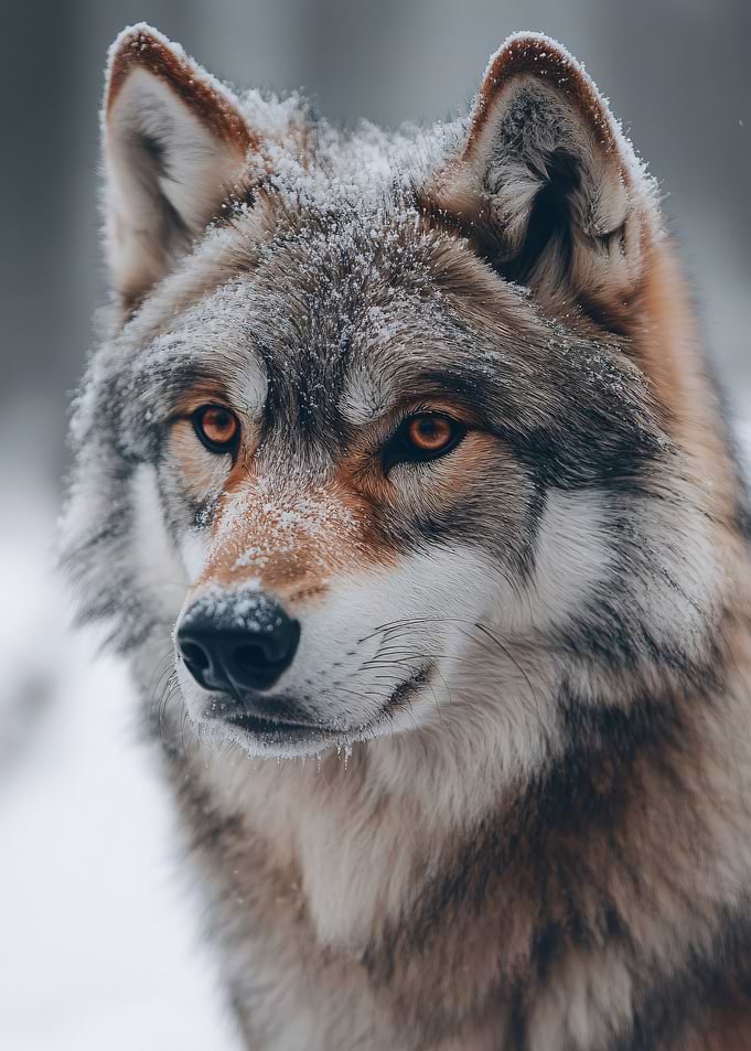 Close-up Portrait of a Winter Wolf