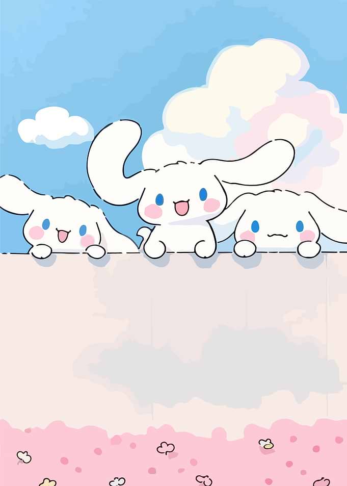 Three Cinnamoroll Characters Peeking Over Wall