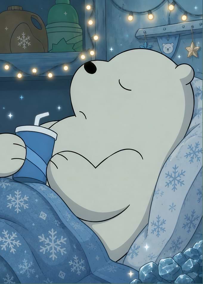 Ice Bear Relaxing in Bed