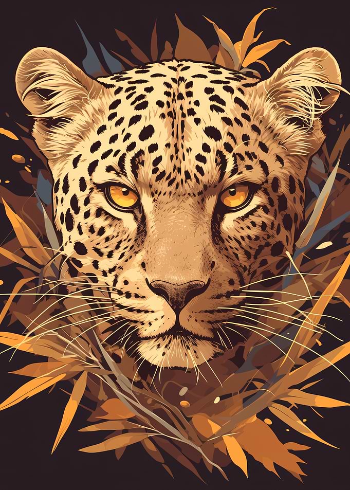 Majestic Leopard Portrait Illustration