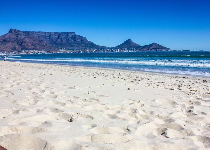 Table Mountain View from Bloubergstrand Beach