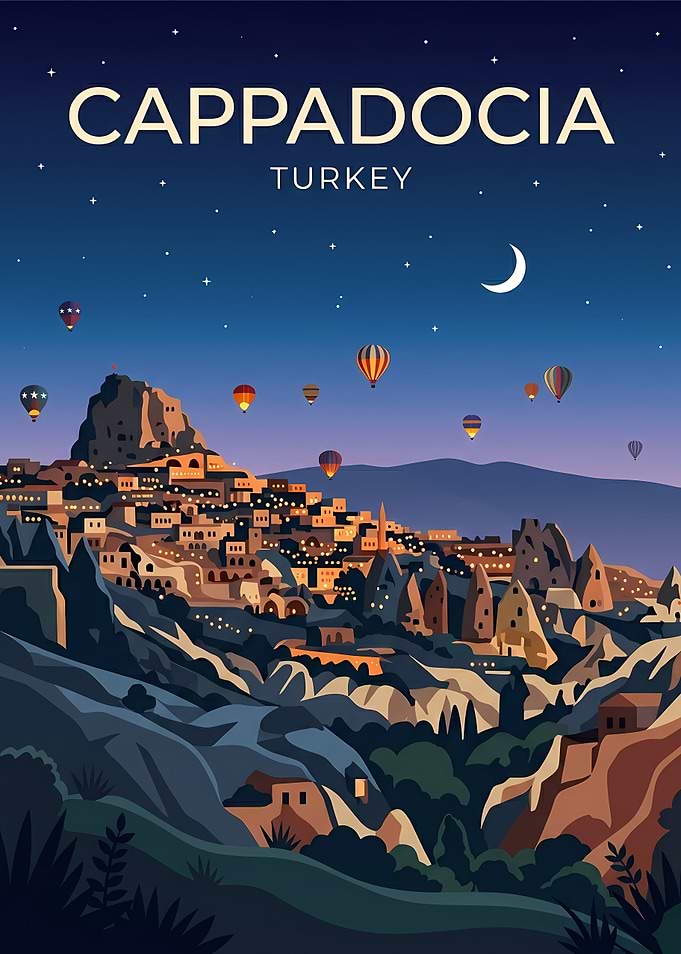 Cappadocia Turkey Travel Poster