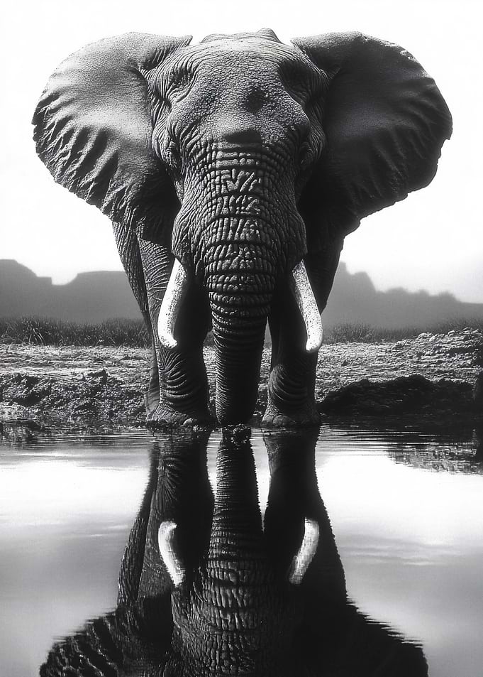 Majestic African Elephant Reflection