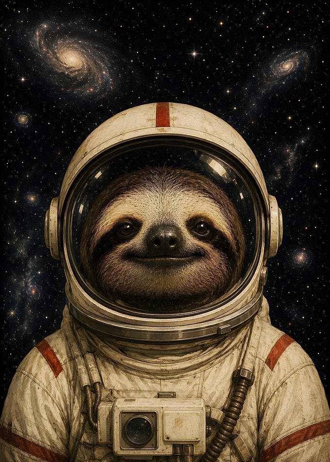 Astronaut Sloth in Deep Space