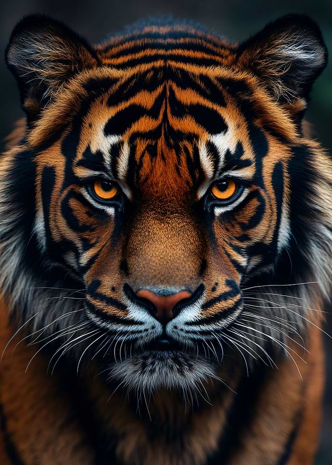 Intense Close-up Portrait of a Tiger