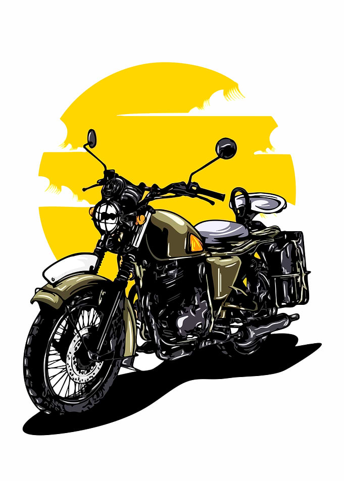 Vintage Military Style Motorcycle Illustration