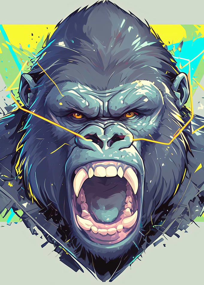 Fierce Gorilla Portrait Digital Art