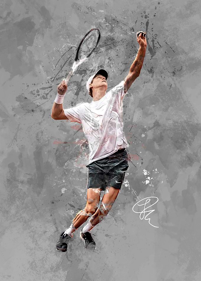 Jannik Sinner Tennis Serve Art