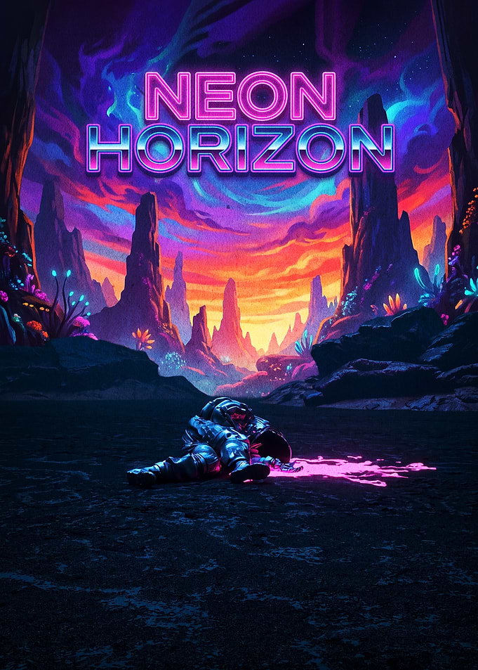 Neon Horizon Astronaut Poster