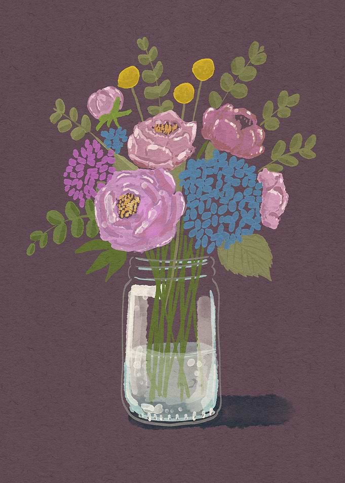 Floral Bouquet in Mason Jar