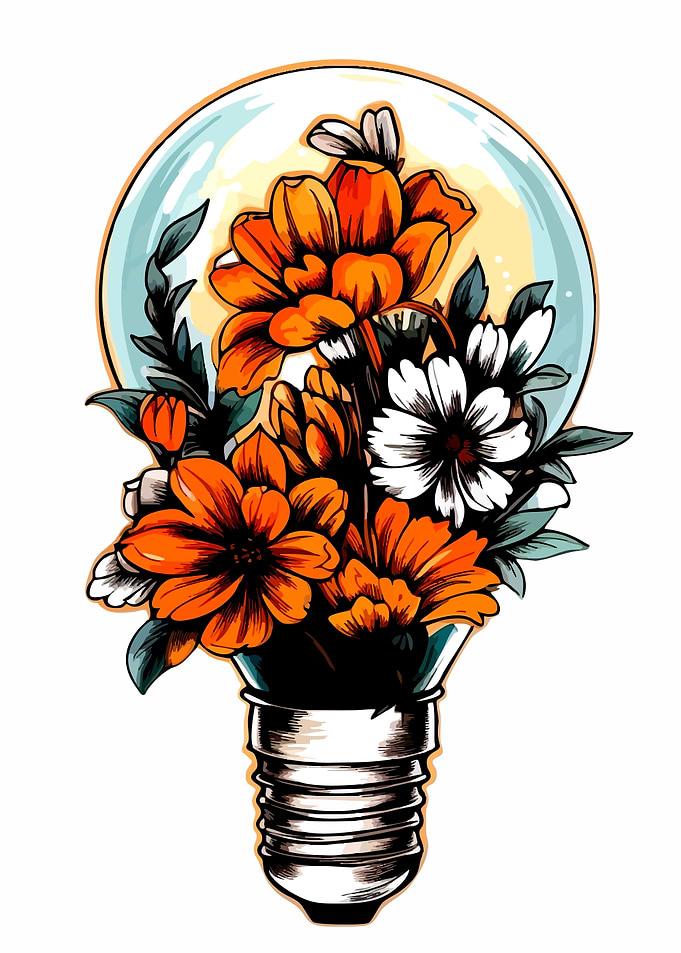 Floral Light Bulb Illustration