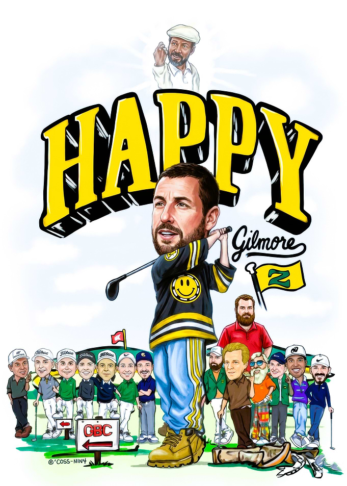 Happy Gilmore Caricature Poster