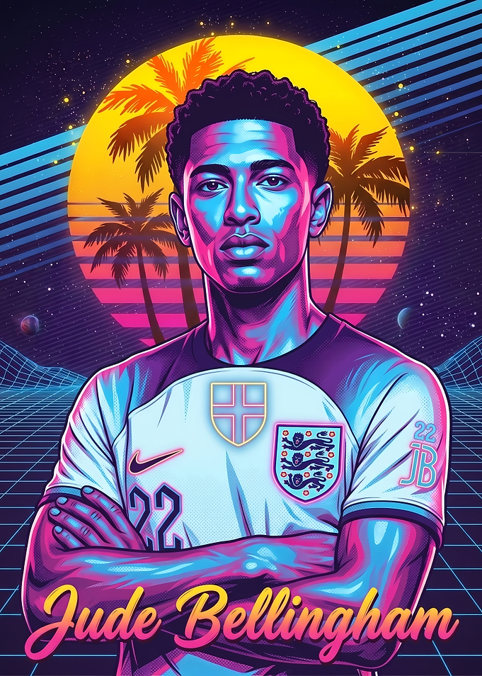 Jude Bellingham Retro Synthwave Portrait