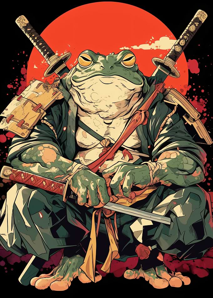 Samurai Frog Warrior Illustration