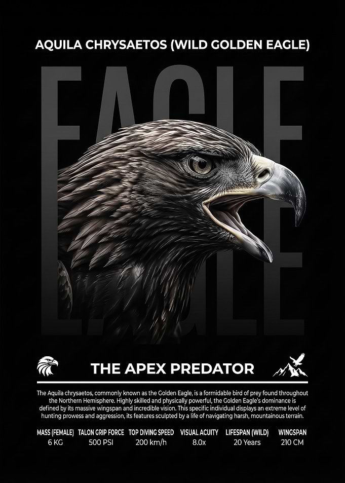 wild Golden Eagle Apex Predator Infographic Poster
