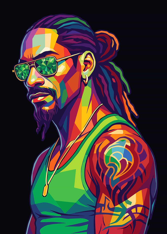 Colorful Pop Art Portrait of Snoop Dogg