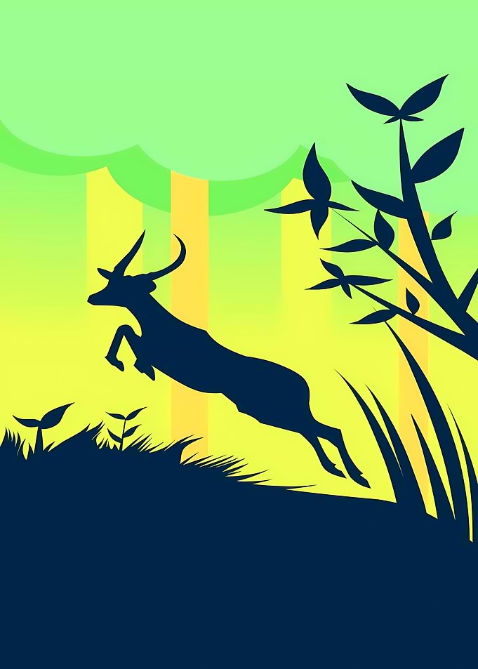 Leaping Antelope Silhouette in Nature