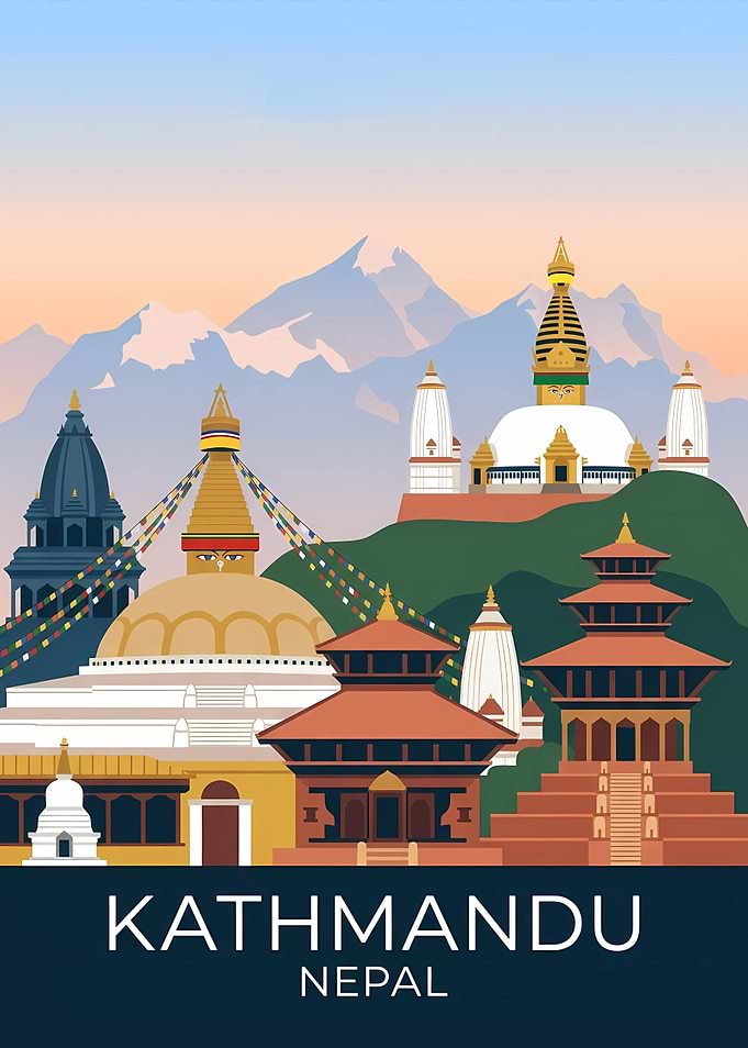 Kathmandu Nepal Travel Poster